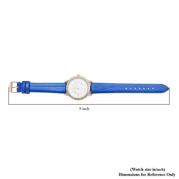 White Austrian Crystal Watch with Blue Strap - Picture 4 of 4